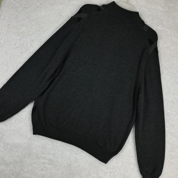 Lyle & Scott Mens Sweater 1/4 Zip Pullover Combed Cotton Charcoal Gray Knit L - Picture 10 of 10